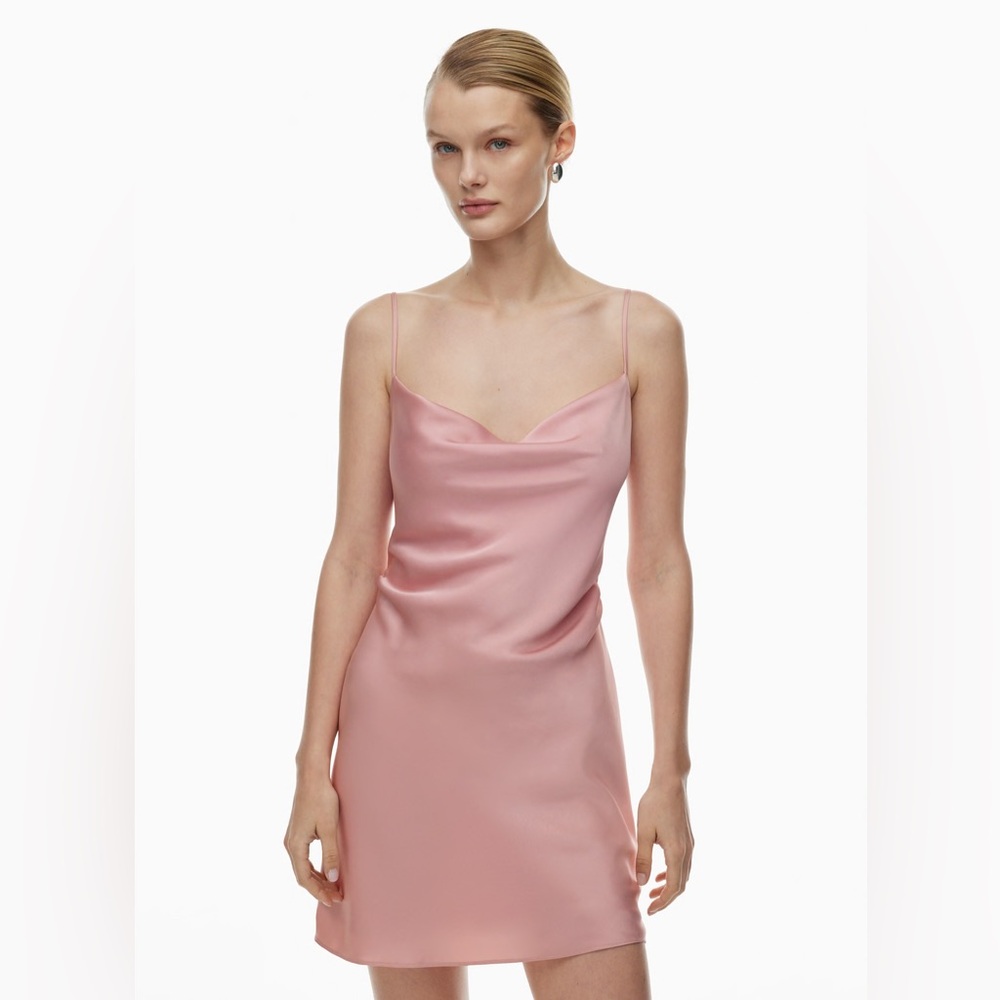 Aritzia Clouded Pink Rose Satin Dress